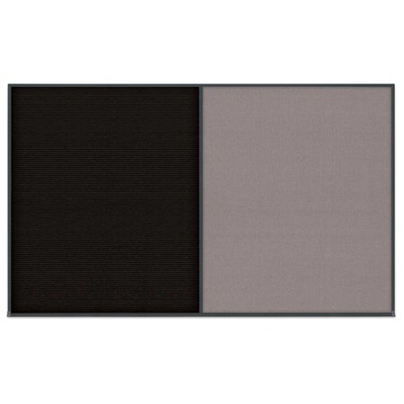 United Visual Products Double Door Radius Corkboard, 60"x36", Hea UV7014RC-BLACK-DRKSPR